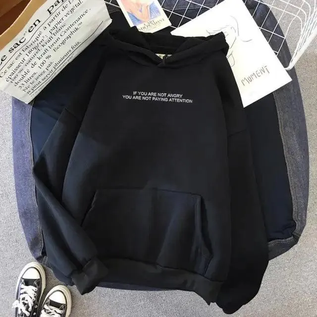 Teens Girls Funny Letter Oversized Hoodies Women Sweatshirts Hooded Sweats Long Sleeve Autumn Warm Women's Clothing Letter Slogan Printed Oversized Hoodies Autumn Black Tops Streetwear