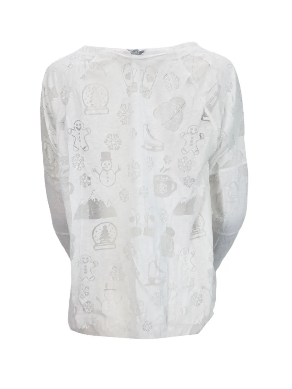 TEREZ Women's White Winter Burnout Long Sleeve Shirt #22157839 NWT