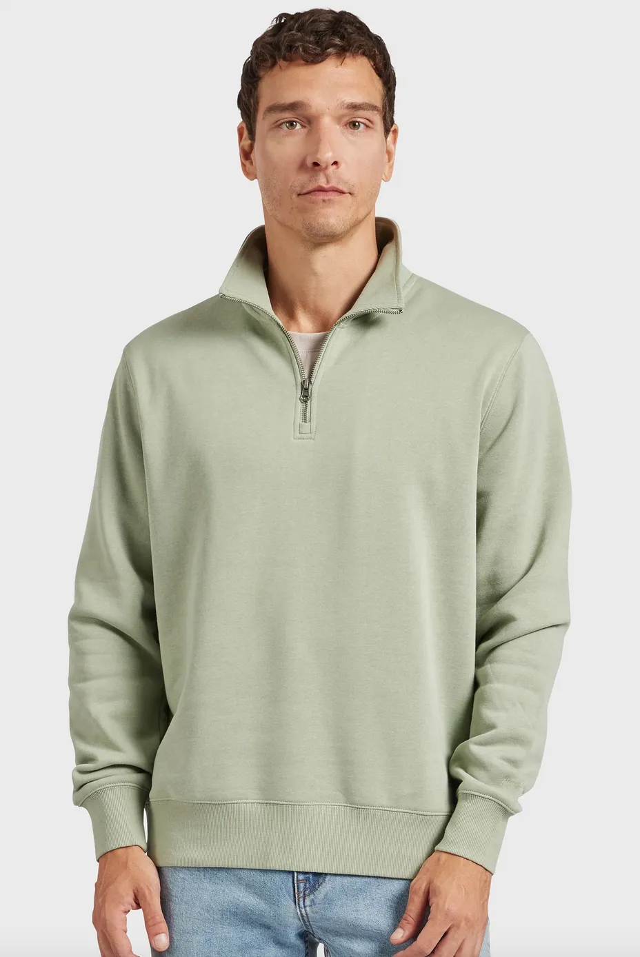 The Academy Brand, Academy 1/2 Zip Sweat | Silver Green