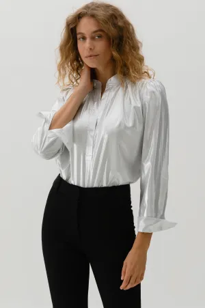 The Cissa Puff Shirt in Silver