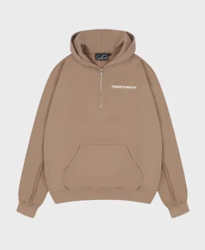 The Couture Club Raw Seam Quarter Zip Hoodie Coffee