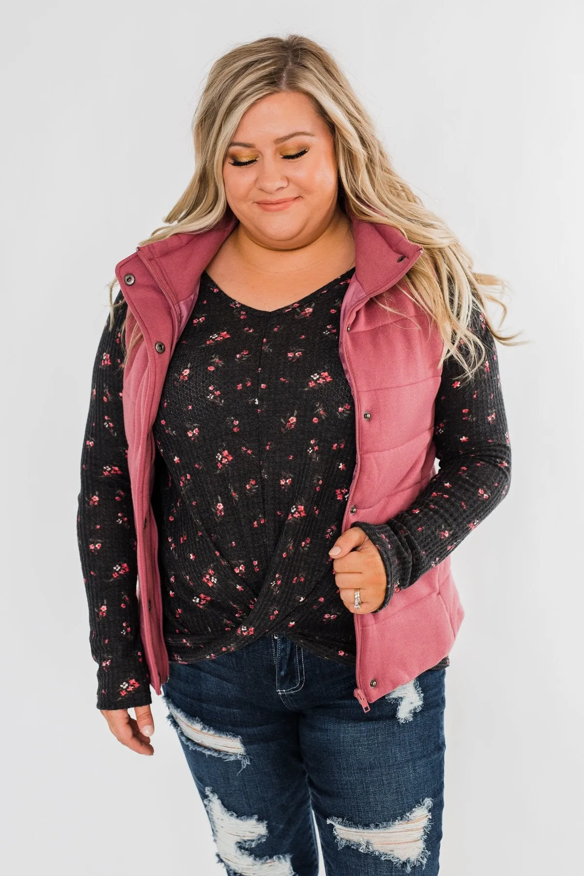 The Most Perfect Puffer Vest- Antique Mauve