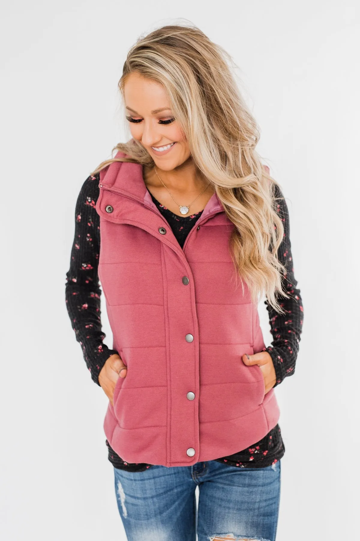 The Most Perfect Puffer Vest- Antique Mauve