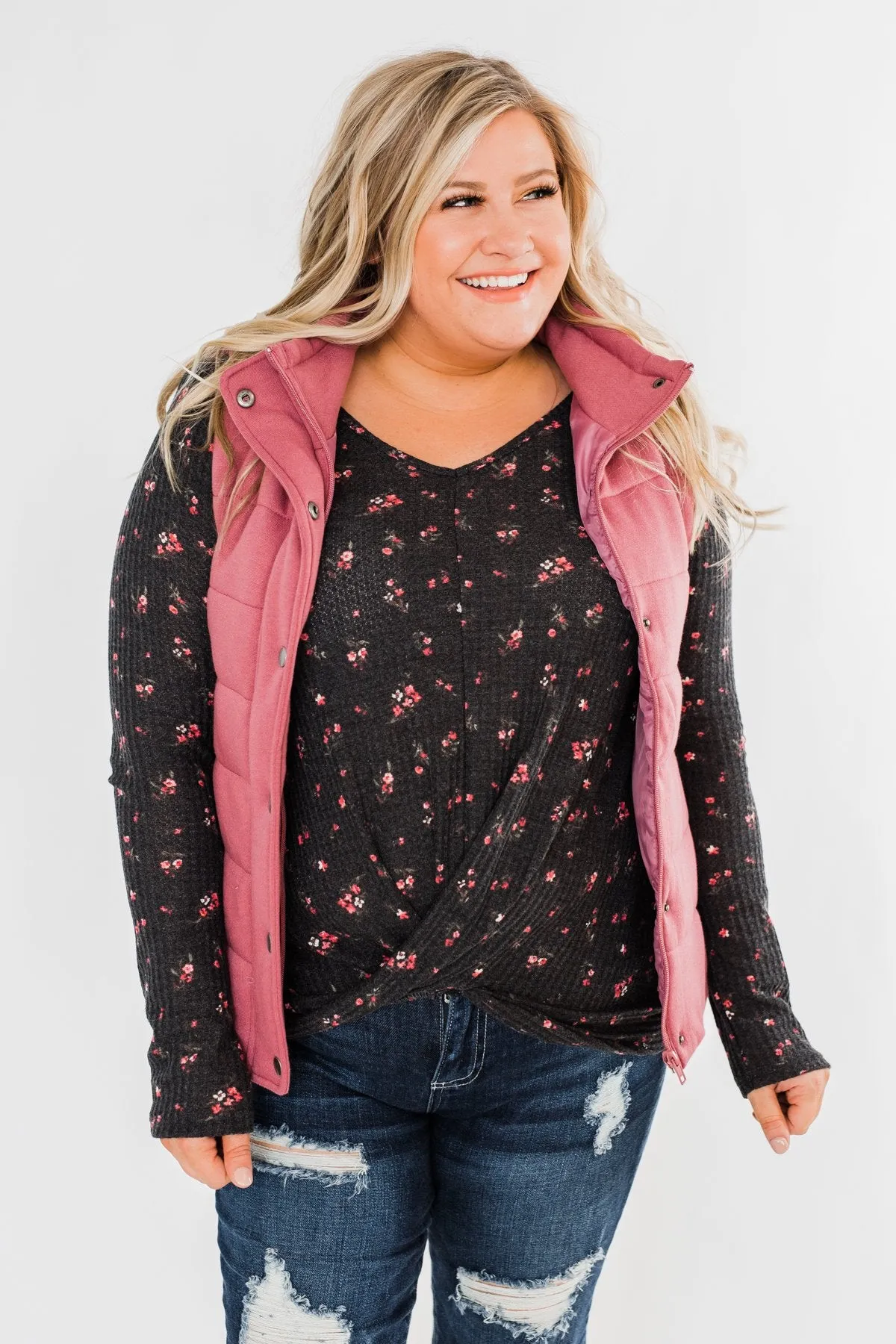 The Most Perfect Puffer Vest- Antique Mauve