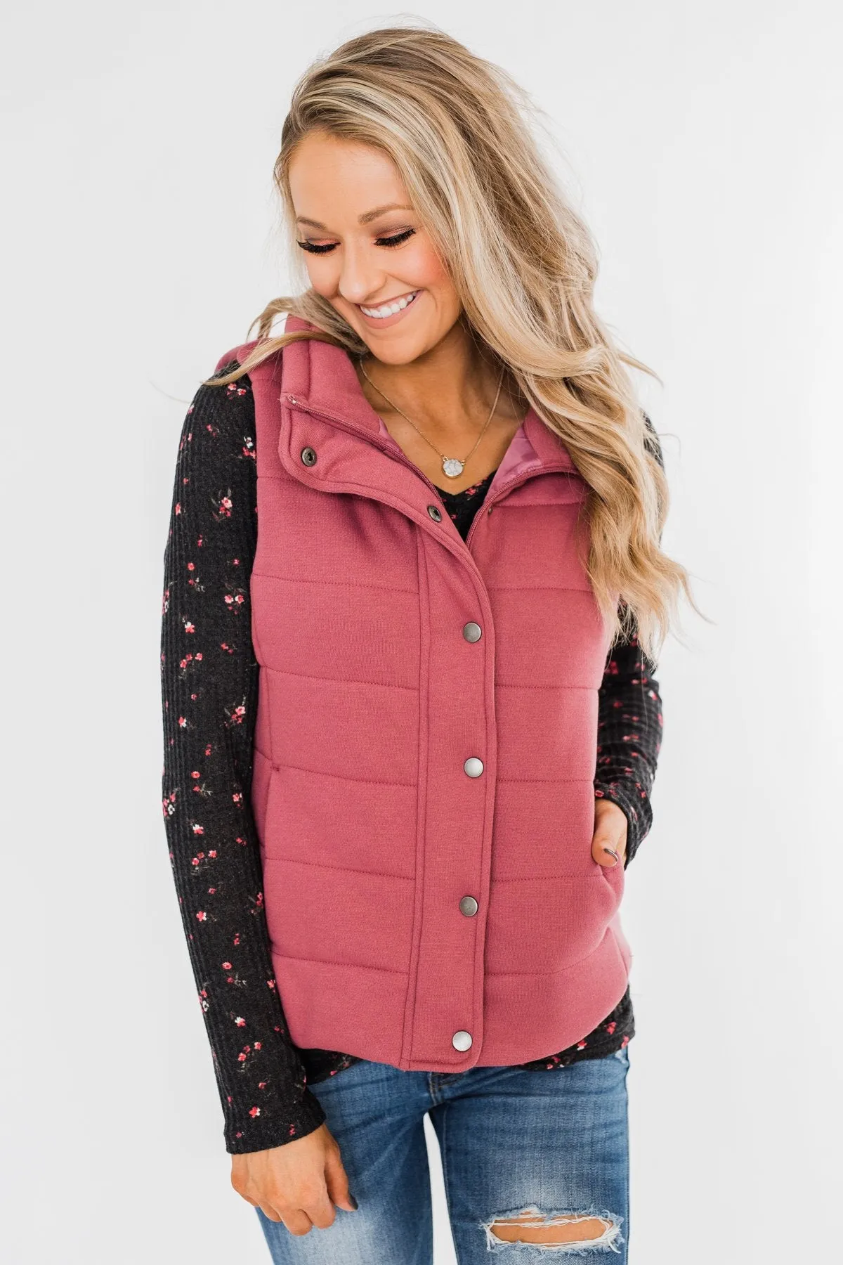The Most Perfect Puffer Vest- Antique Mauve