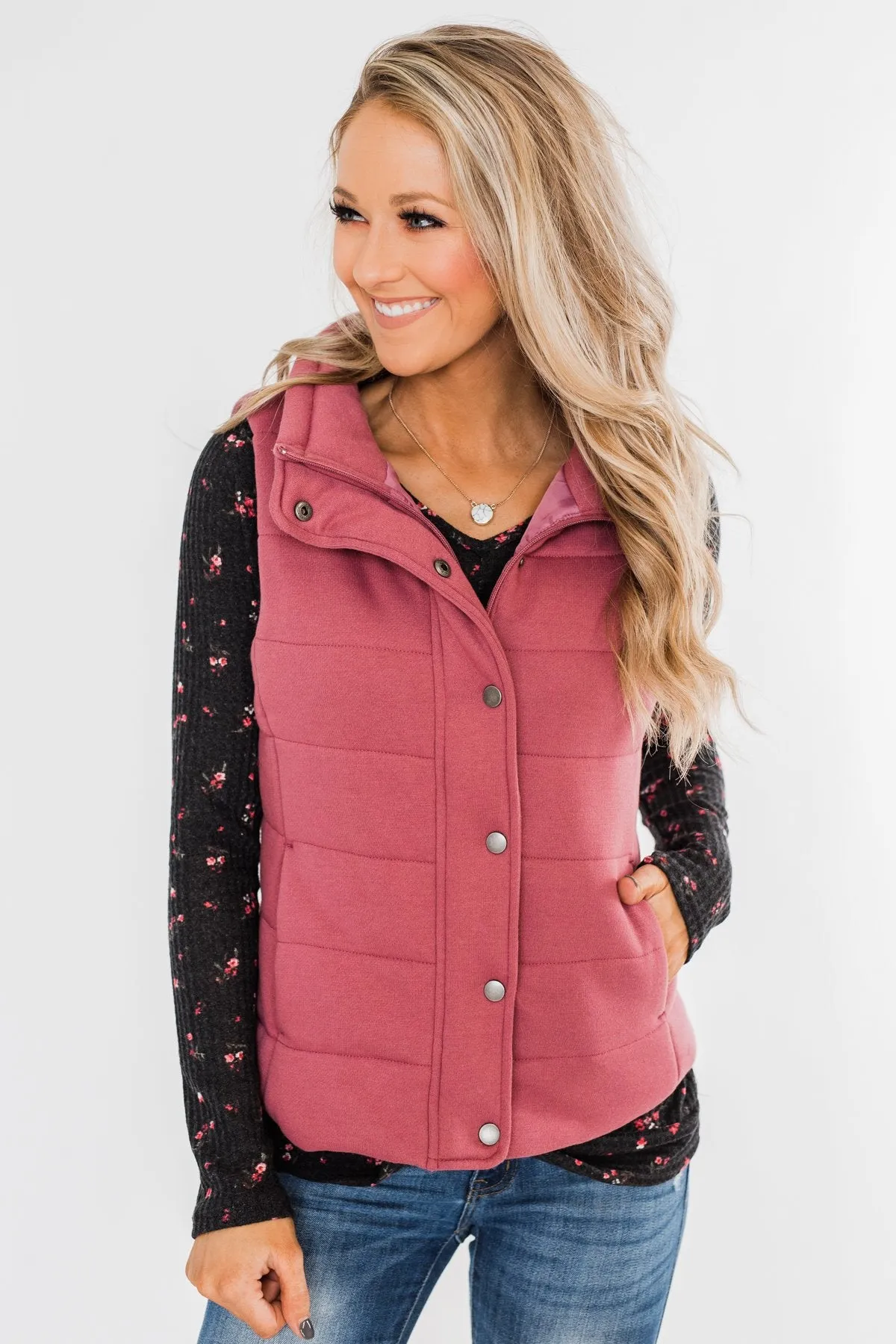 The Most Perfect Puffer Vest- Antique Mauve