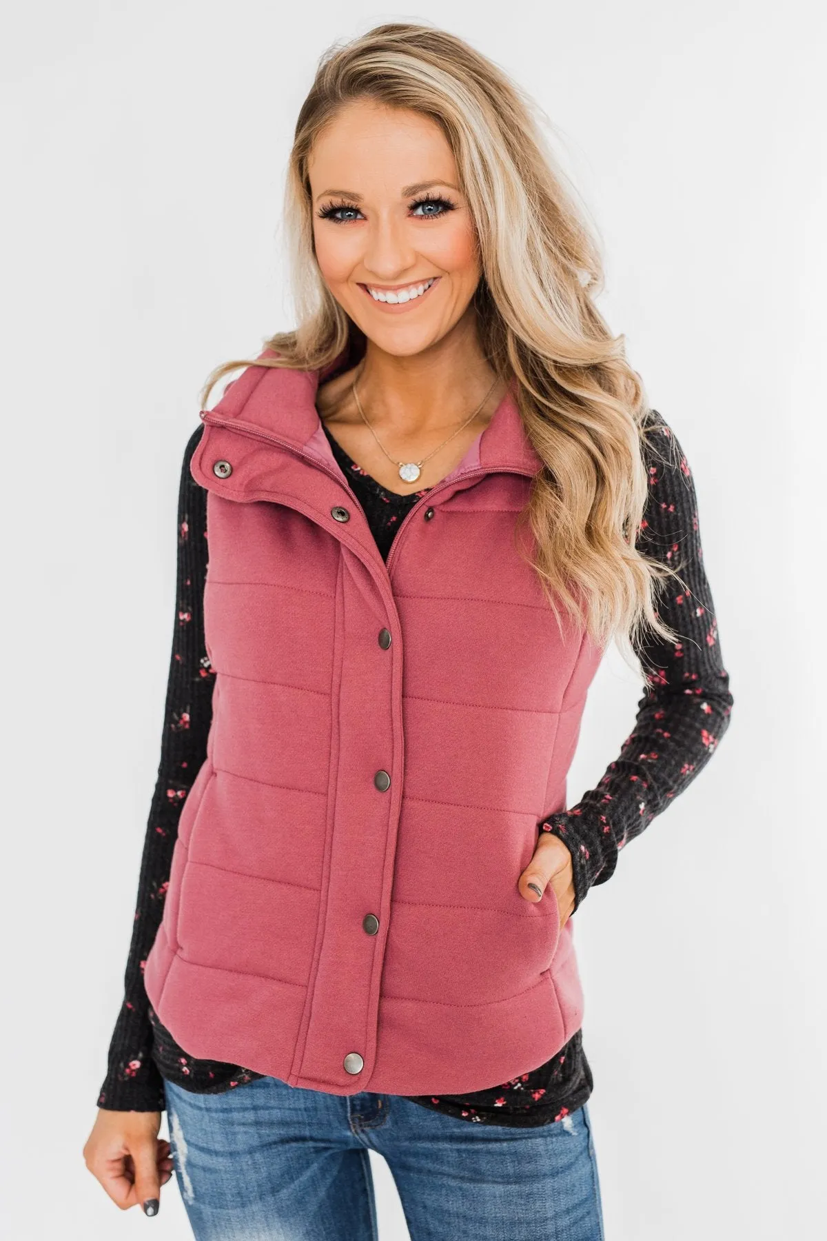 The Most Perfect Puffer Vest- Antique Mauve