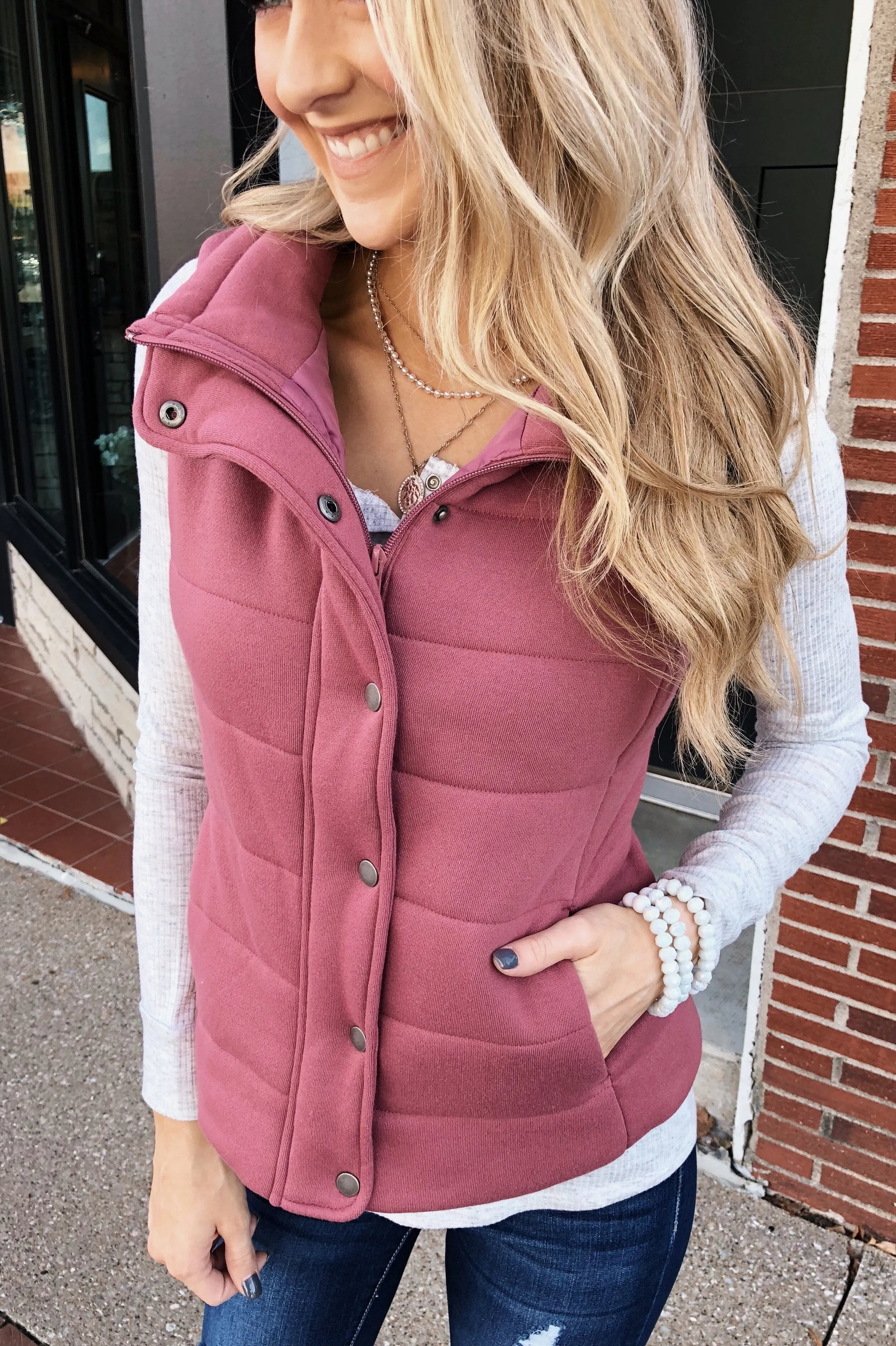 The Most Perfect Puffer Vest- Antique Mauve