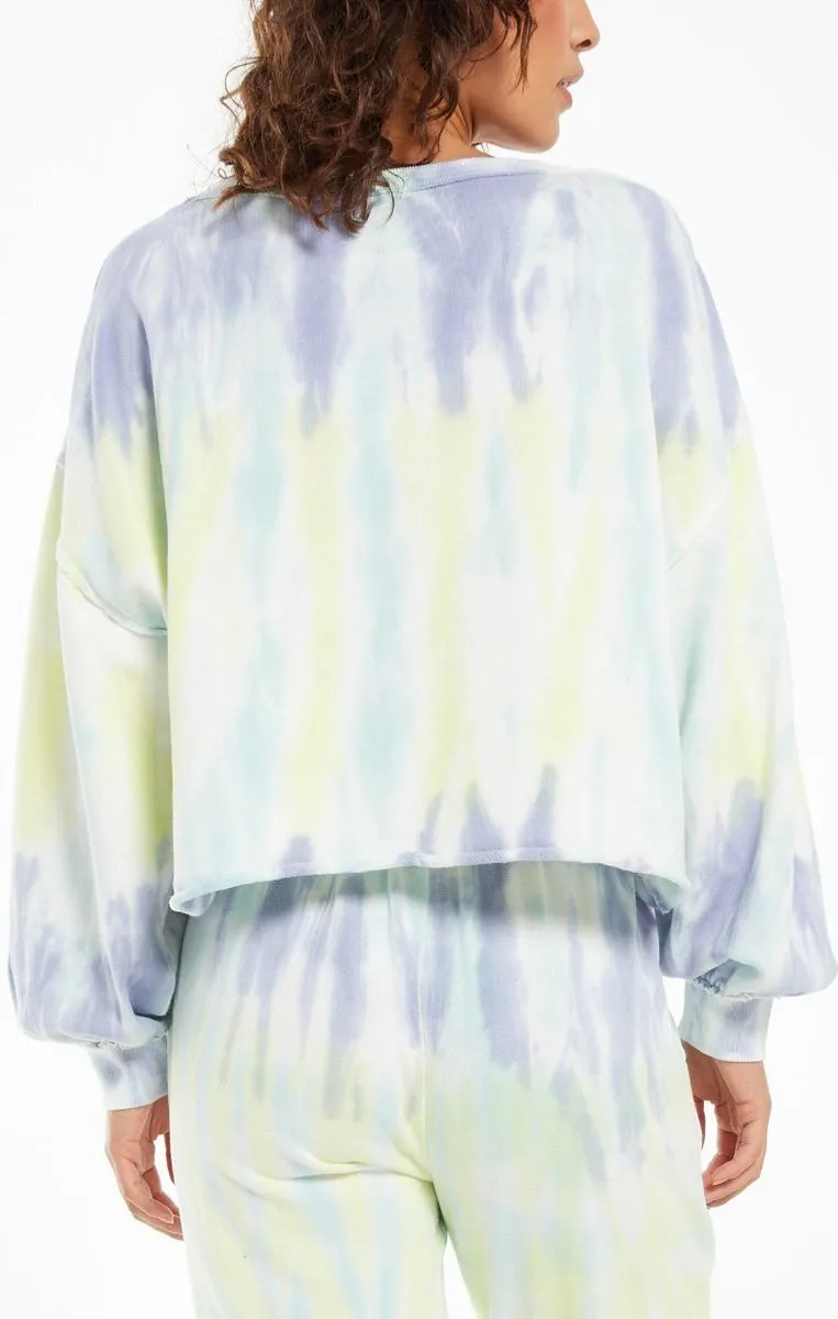 The Tempest Sorbet Skies Tie-Dye Pullover in Lavender Grey by Z Supply