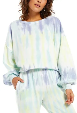 The Tempest Sorbet Skies Tie-Dye Pullover in Lavender Grey by Z Supply