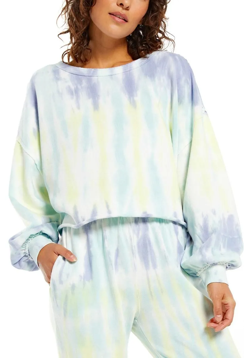 The Tempest Sorbet Skies Tie-Dye Pullover in Lavender Grey by Z Supply