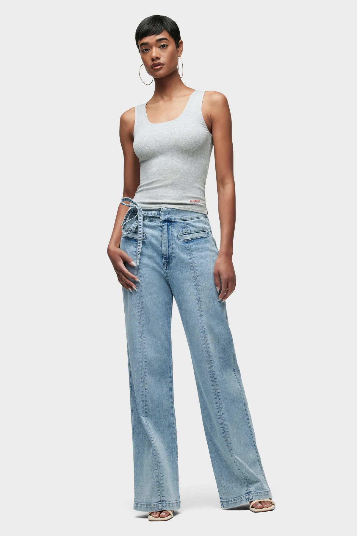 Tie Waist Pintucked Trouser