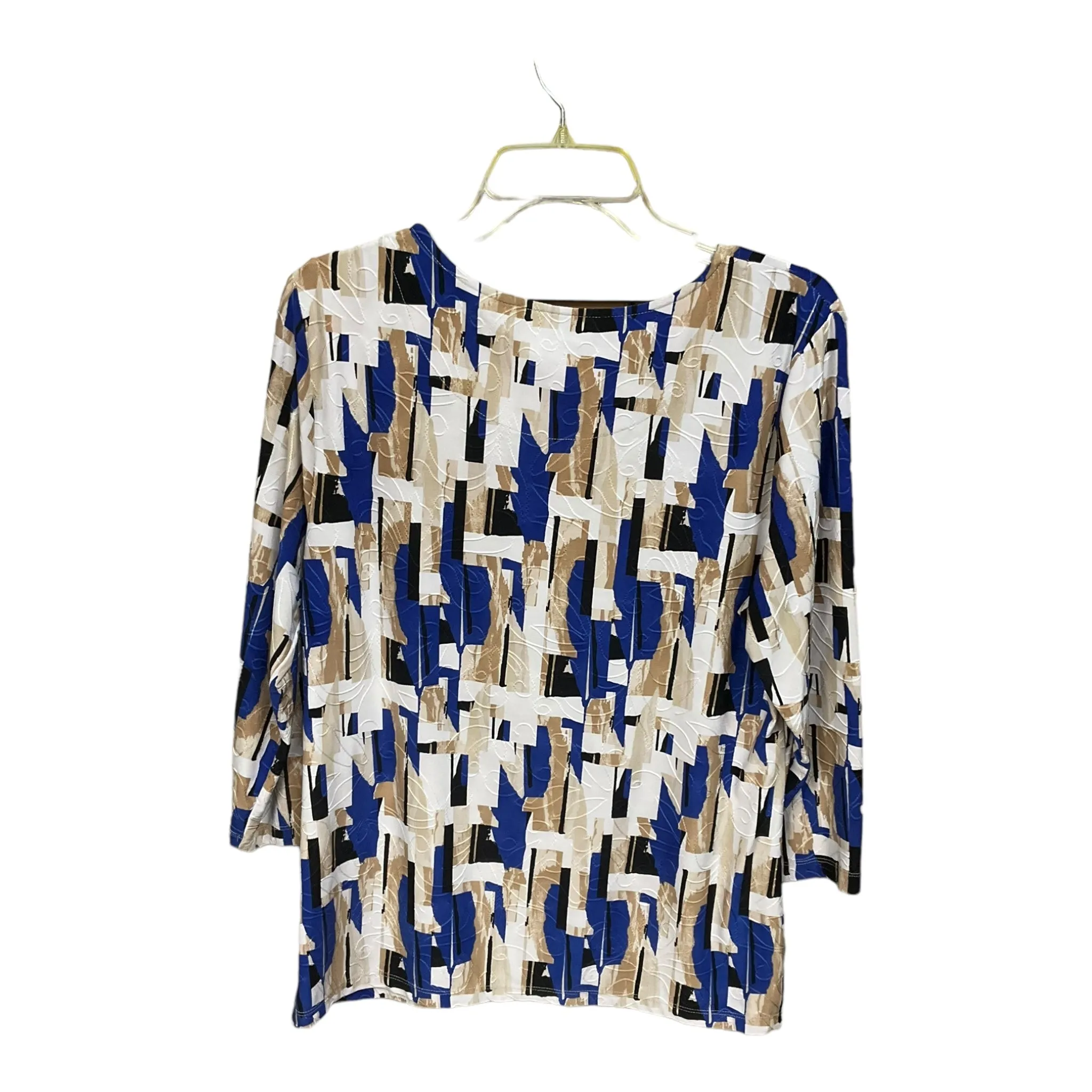Top Long Sleeve By Jm Collections In Geometric Pattern, Size: L