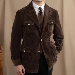 Top Quality Corduroy Trench Coat for Men - Slim Fit, Vintage Style