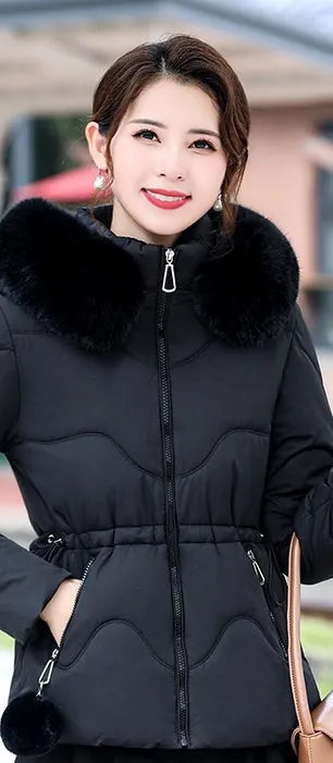 Trendy Water-resistant Padded Puffer Jacket for Women with Hip-length Design