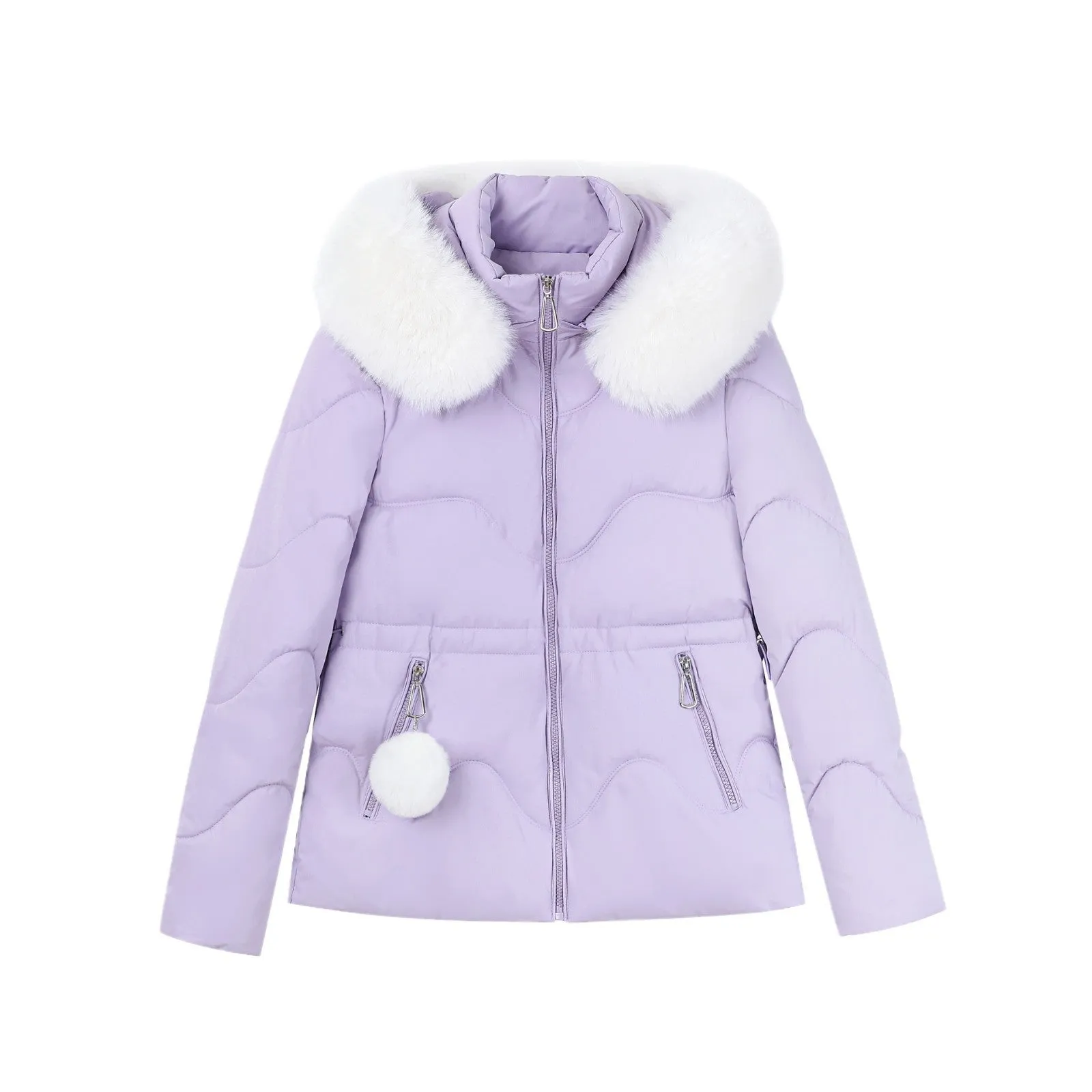 Trendy Water-resistant Padded Puffer Jacket for Women with Hip-length Design