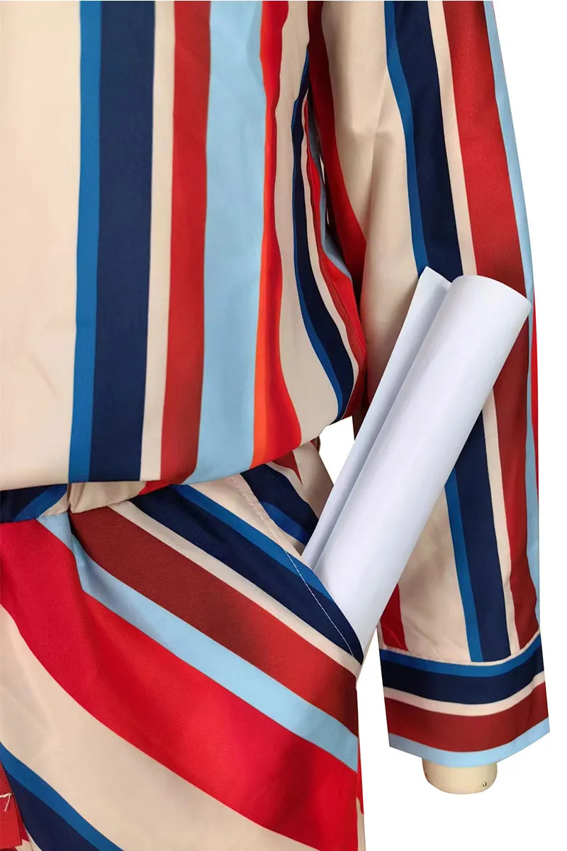 UH667 Striped Blouse and Pants Set