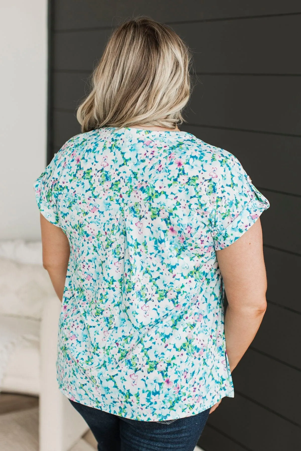 Until Next Time Floral Top- Blue