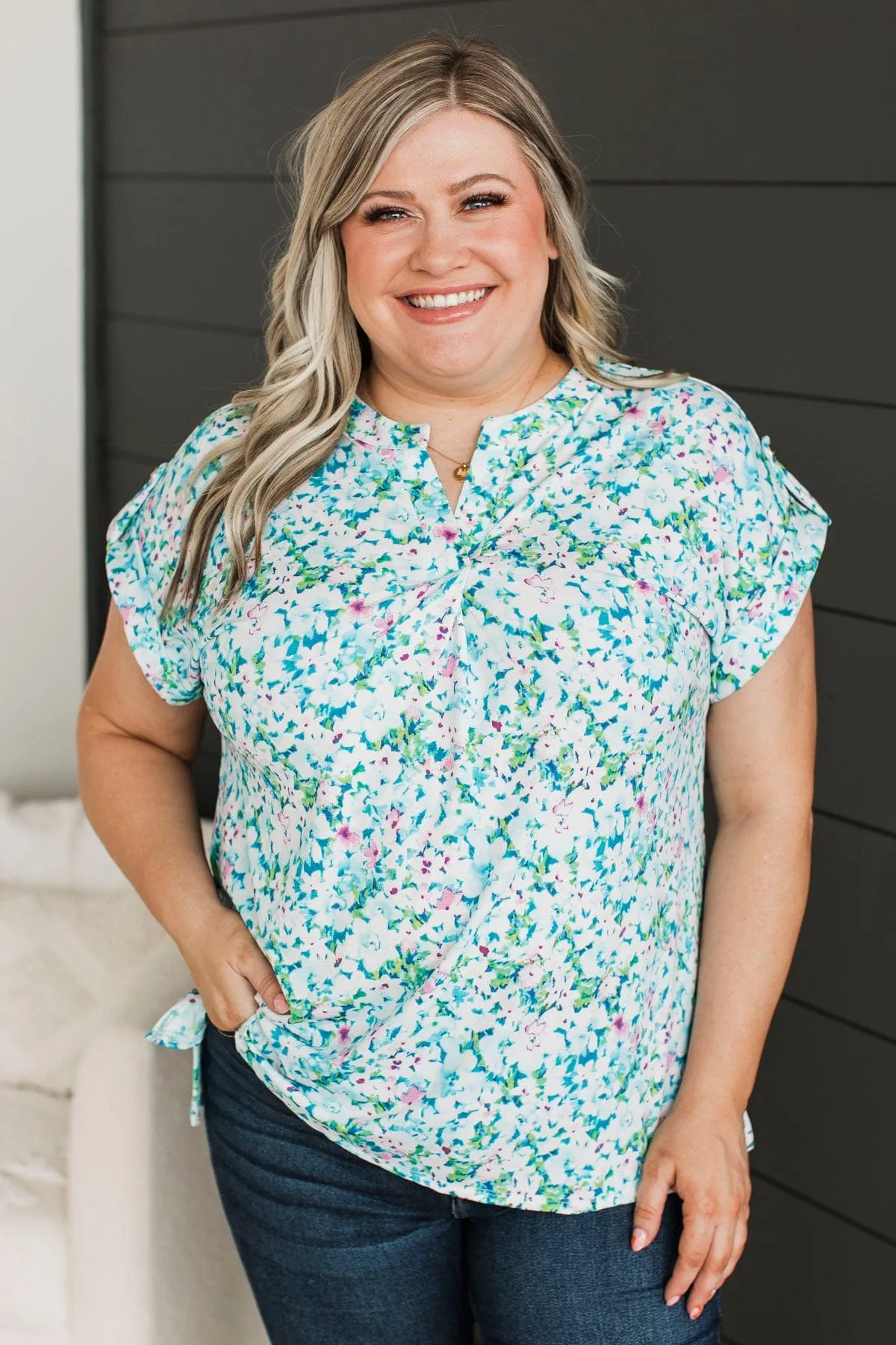 Until Next Time Floral Top- Blue