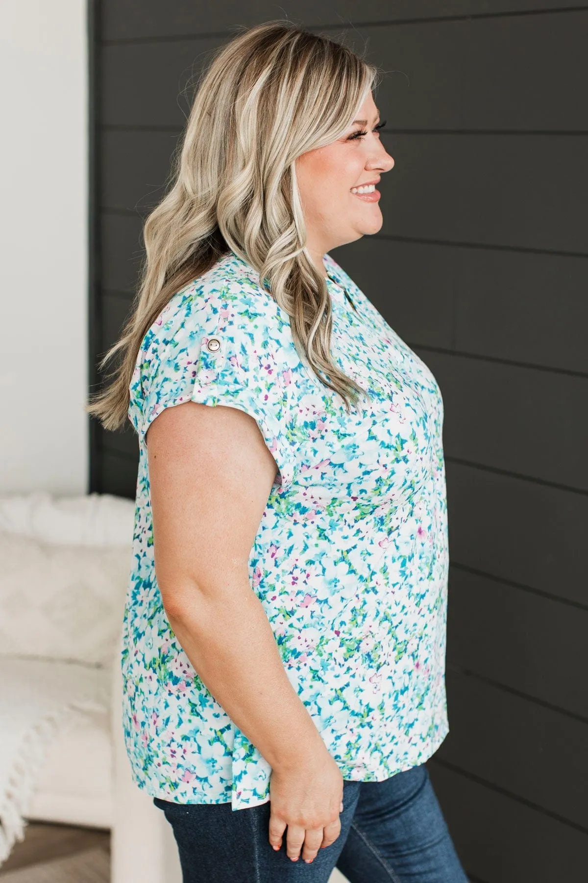 Until Next Time Floral Top- Blue