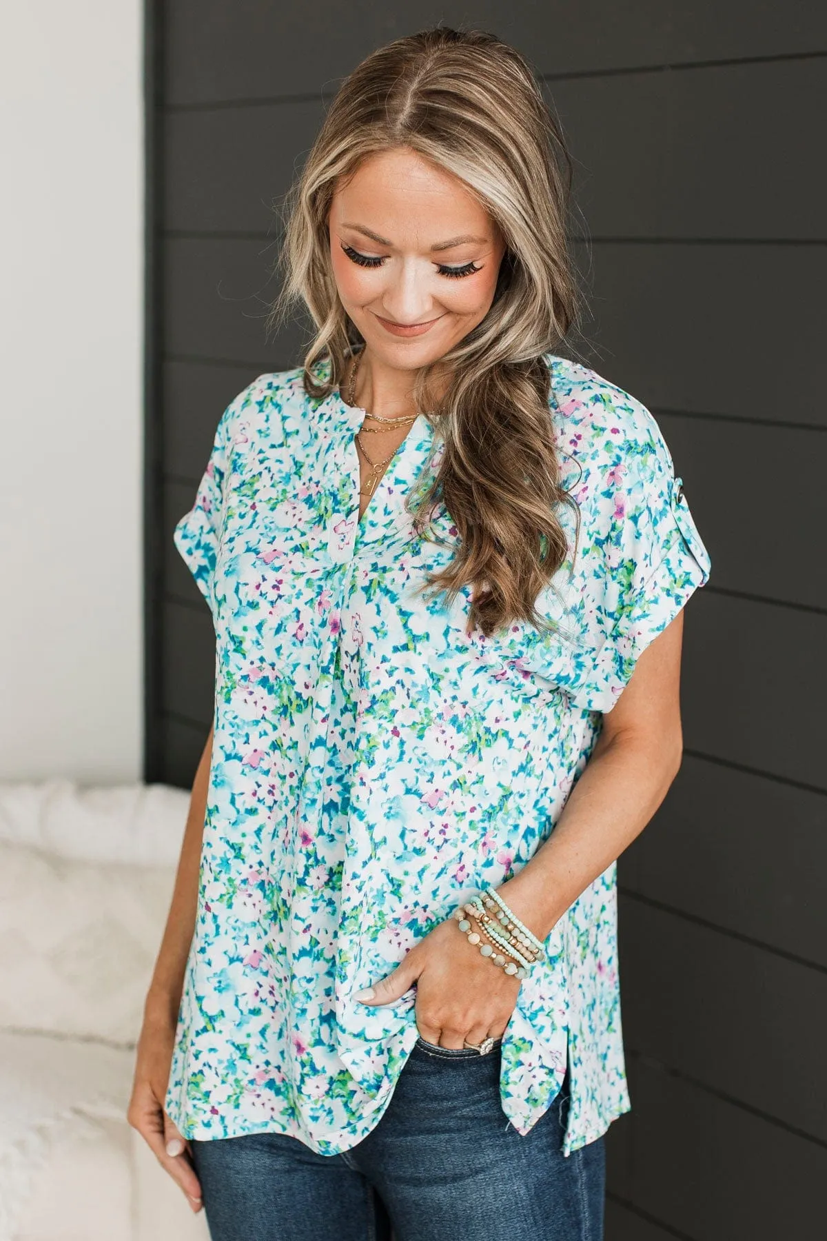 Until Next Time Floral Top- Blue