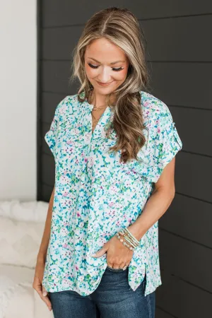 Until Next Time Floral Top- Blue