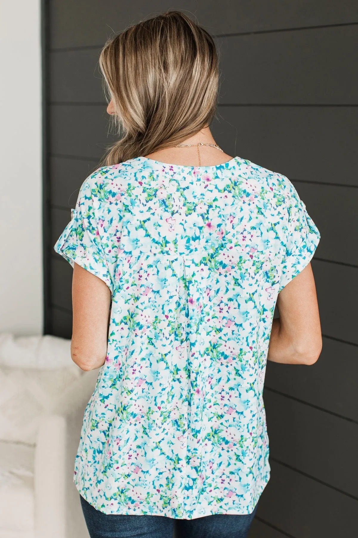 Until Next Time Floral Top- Blue
