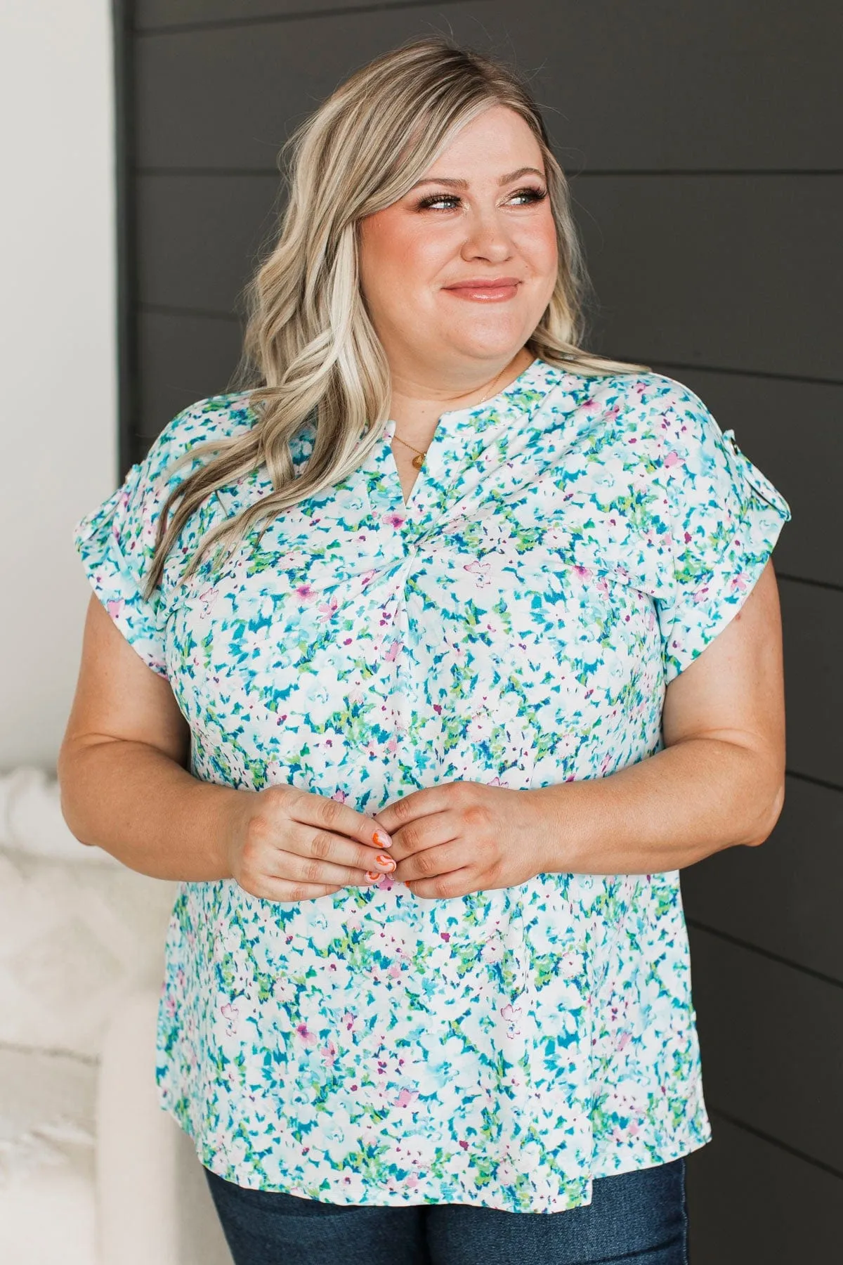 Until Next Time Floral Top- Blue