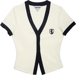 VHNY Womens Short Sleeve Tops | Button Up Short Sleeve Top Cardigan for Teens Girls Trendy from NYC Brand (Cream, L, l)