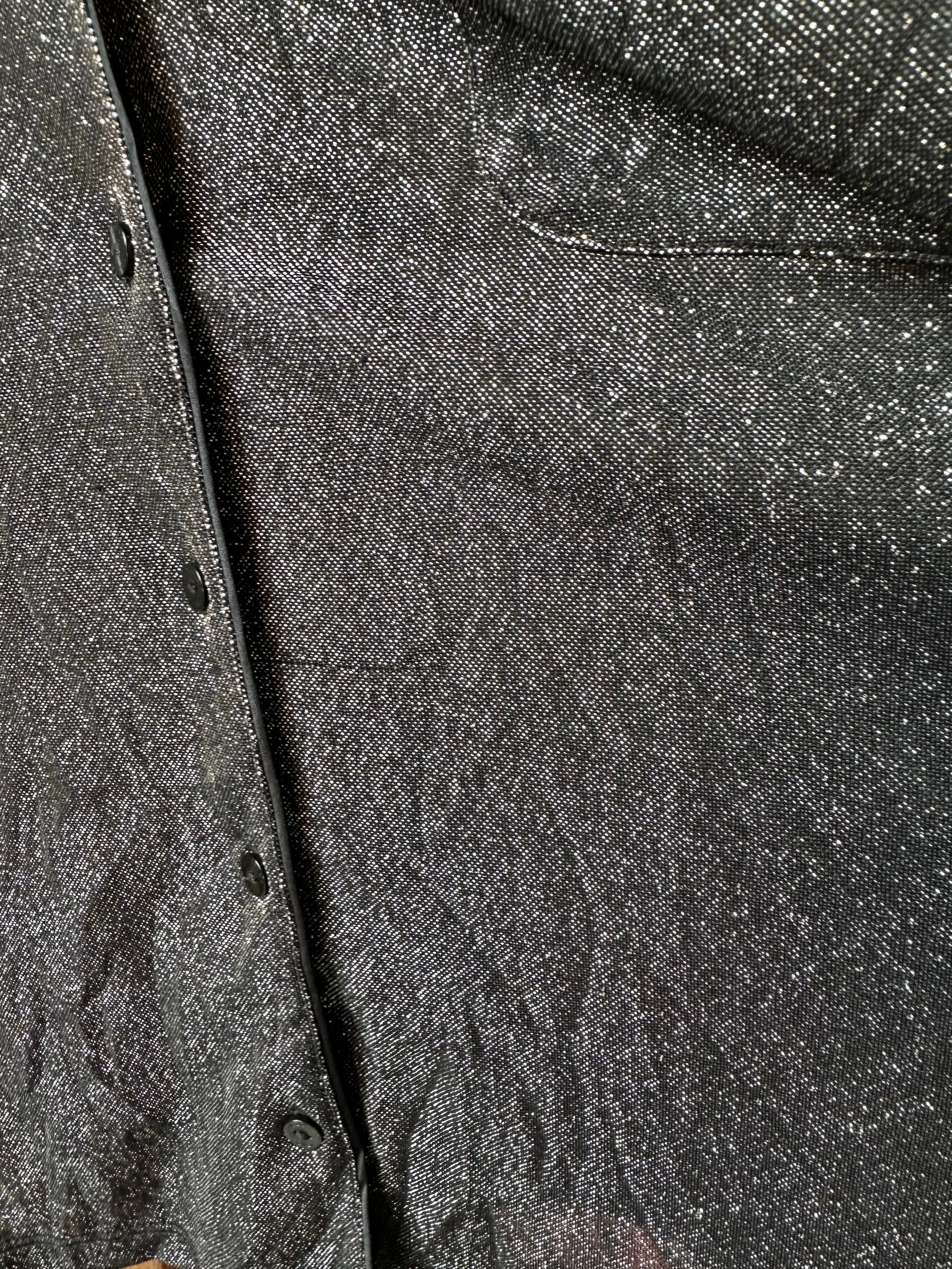 Victoria's Secret (Large) Black//Silver Metallic Sparkle Button Up Pj Top