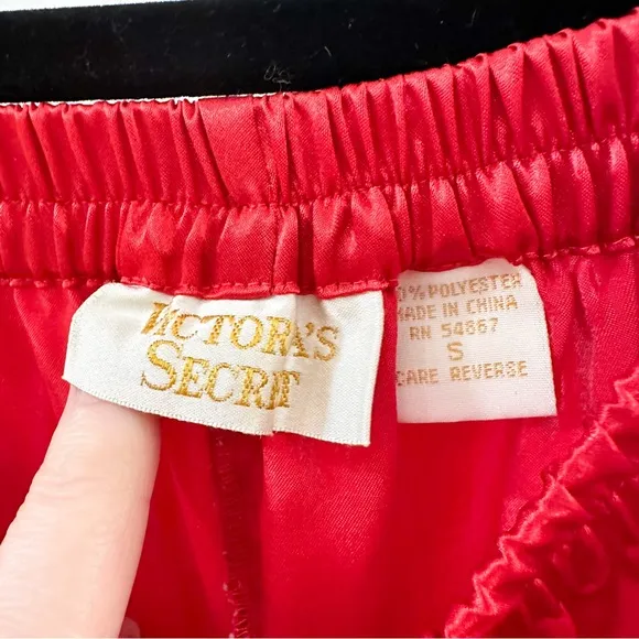 Victoria’s Secret Vintage Wide Leg Satin Pajama Pants Red sz Small