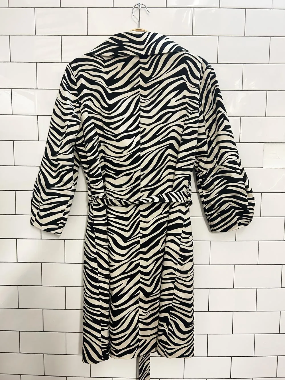 vintage 00s chapter one zebra print trench coat