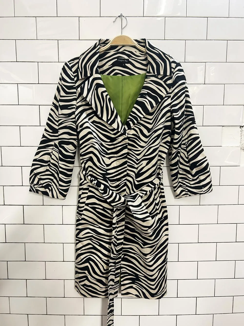 vintage 00s chapter one zebra print trench coat