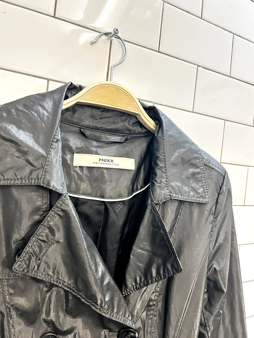 vintage 00s mexx metallic trench coat