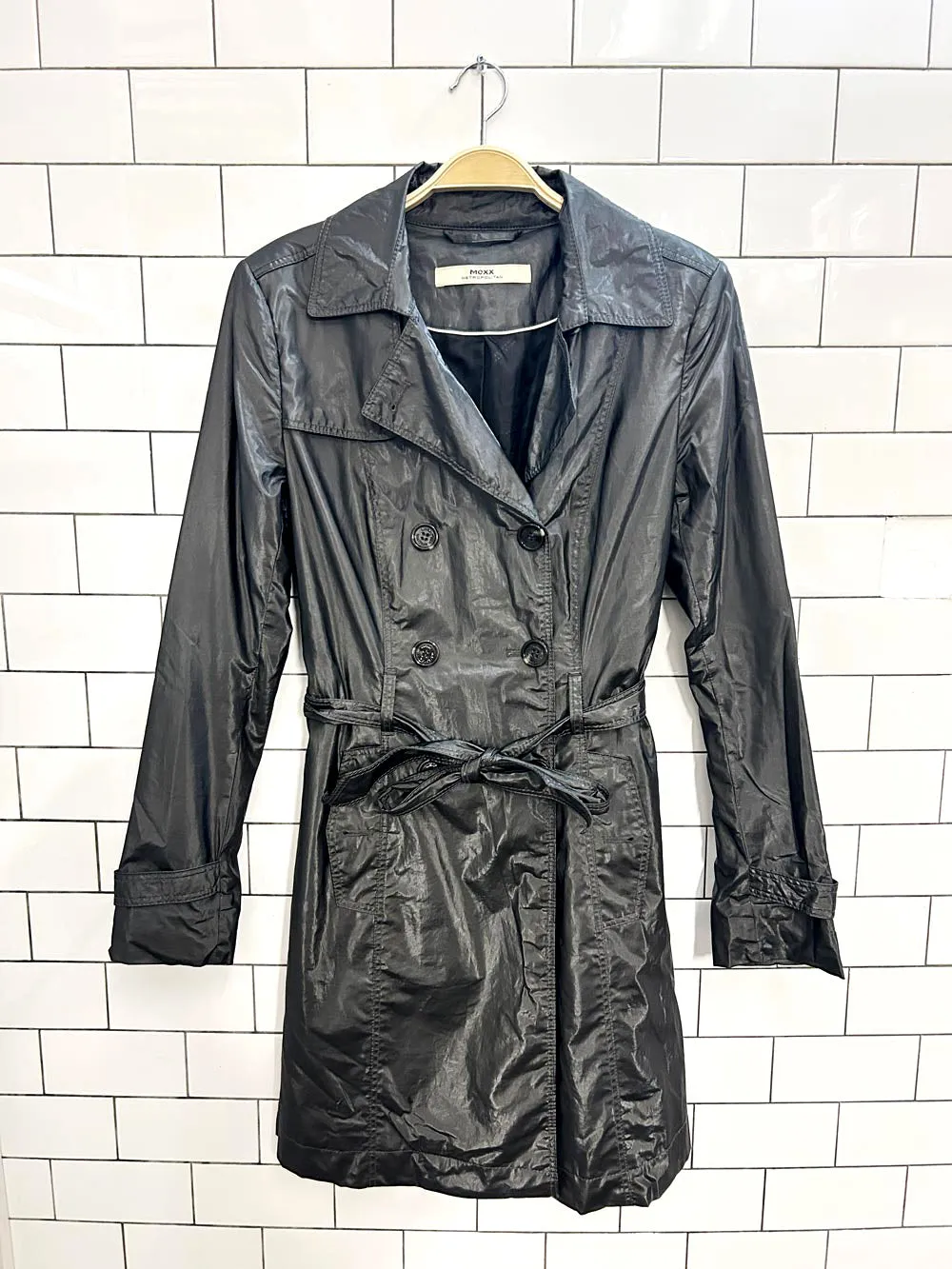 vintage 00s mexx metallic trench coat