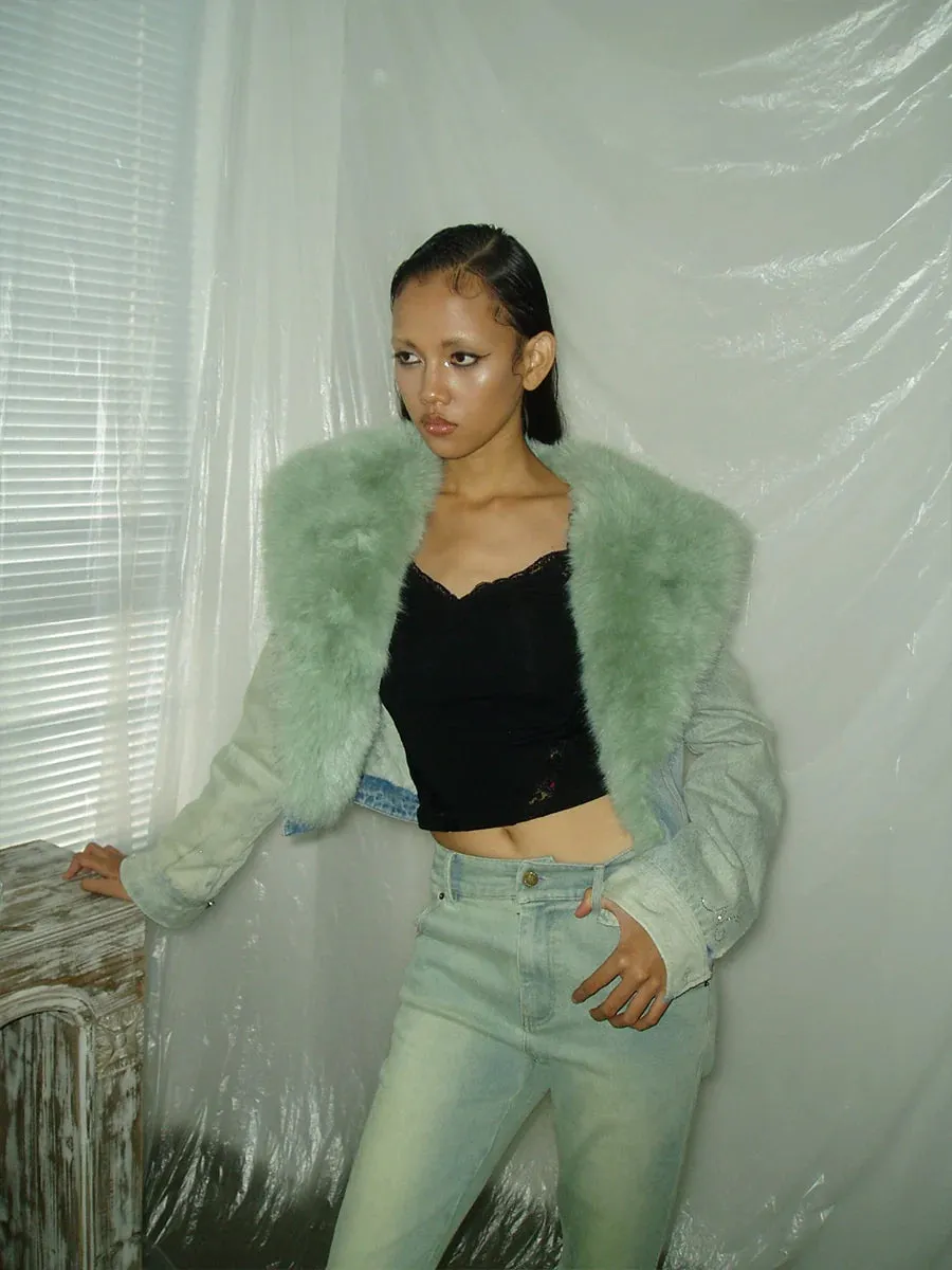 Vintage Denim Fur Jacket