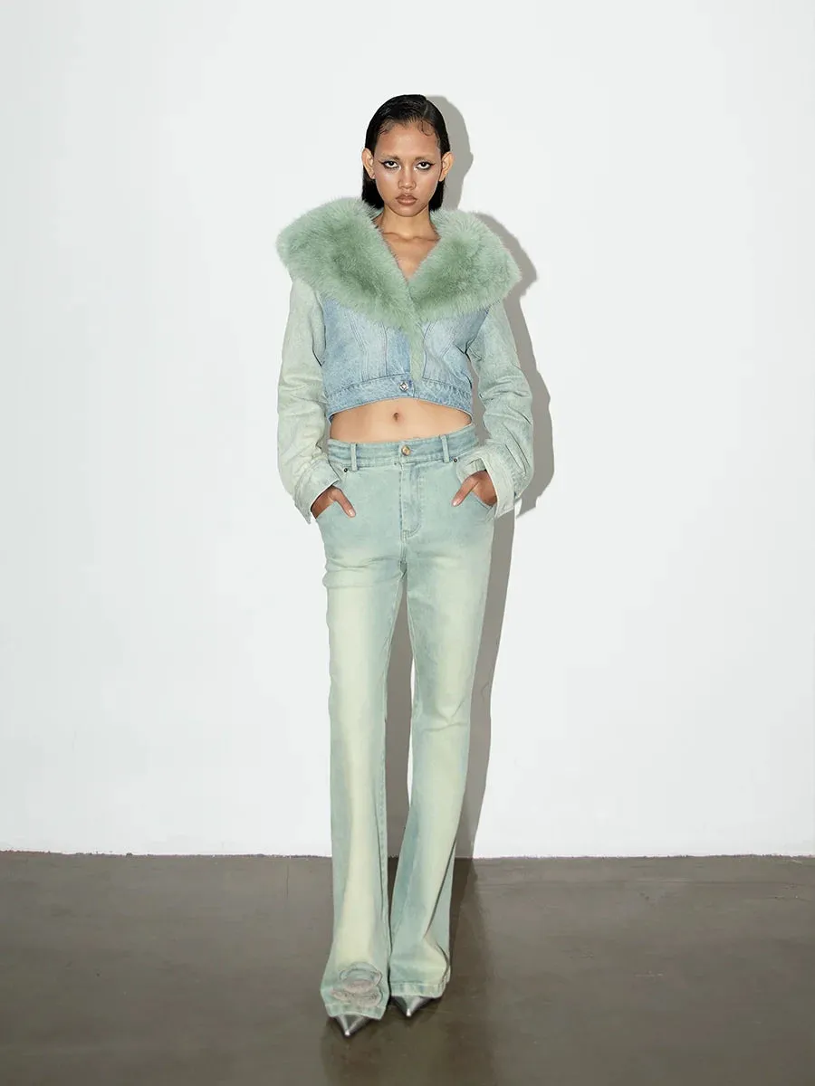 Vintage Denim Fur Jacket