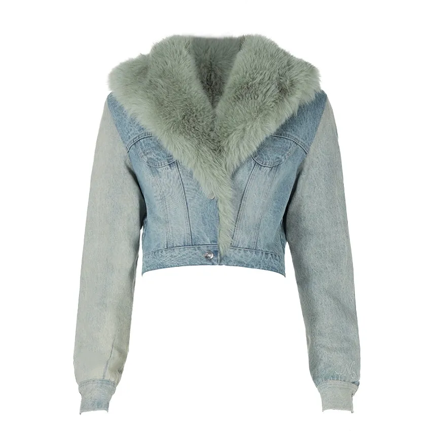 Vintage Denim Fur Jacket