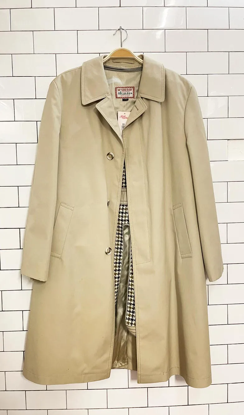 vintage mcgregor houndstooth lined trench coat