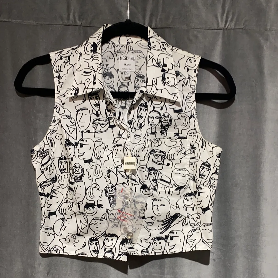 Vintage: Moschino Cartoon Button Down Tank Top