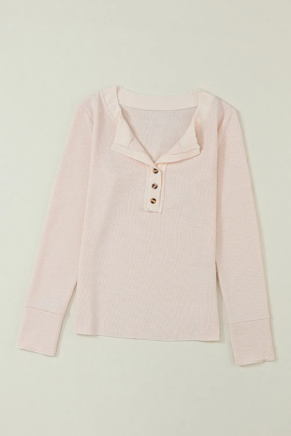 Waffle Knit Textured Henley Top