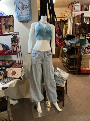 Washed Denim Wide Leg