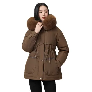 Water-resistant Hip-length Zip-up Parka for Women