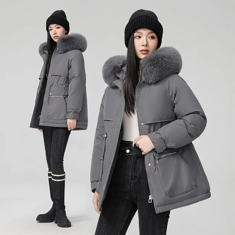 Water-resistant Hip-length Zip-up Parka for Women