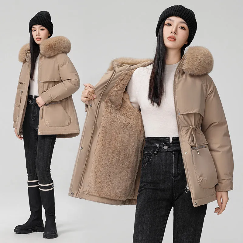 Water-resistant Hip-length Zip-up Parka for Women