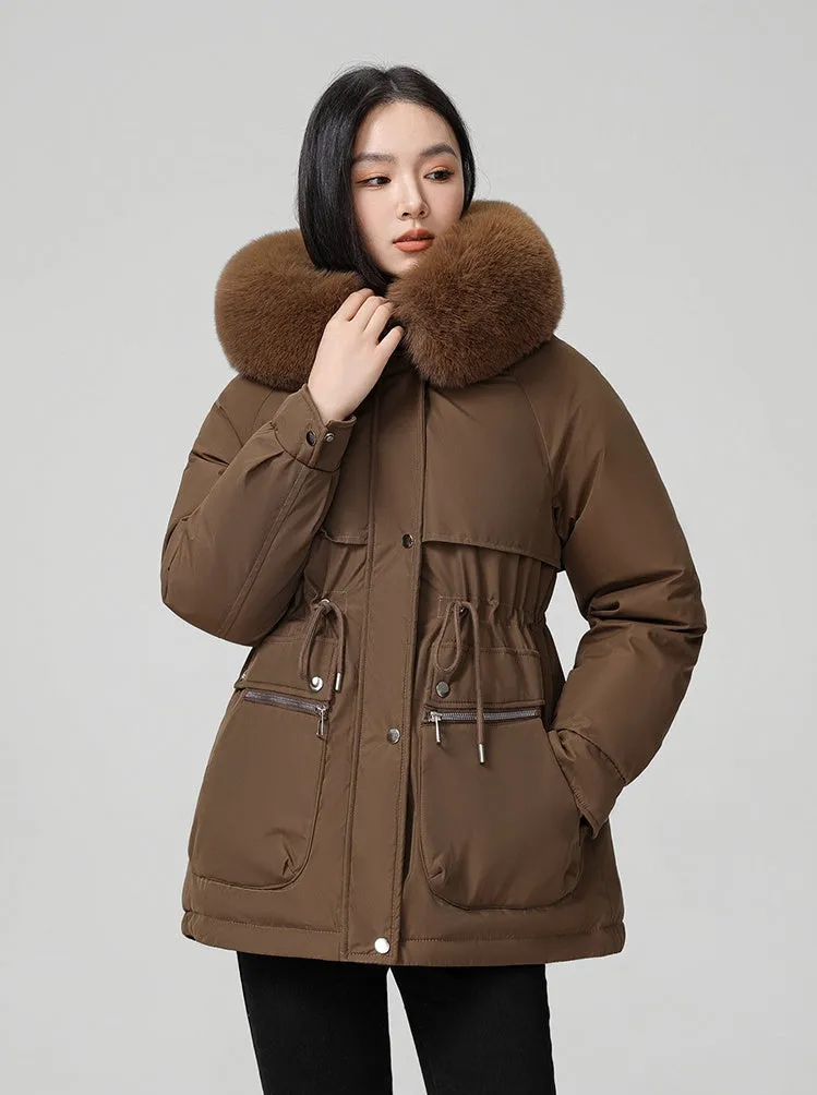 Water-resistant Hip-length Zip-up Parka for Women