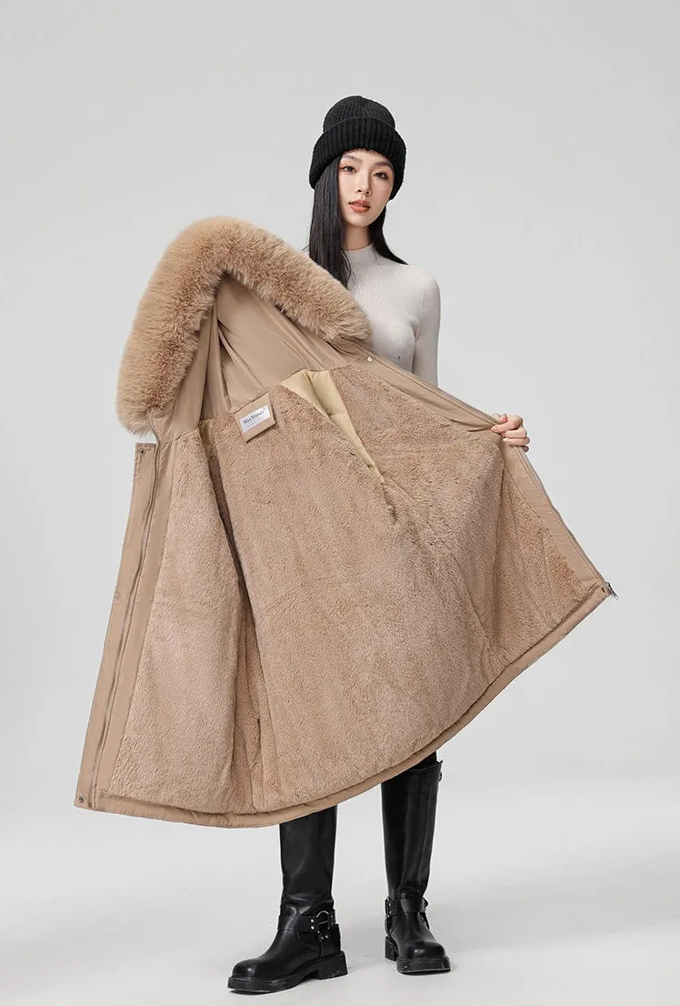 Water-resistant Hip-length Zip-up Parka for Women
