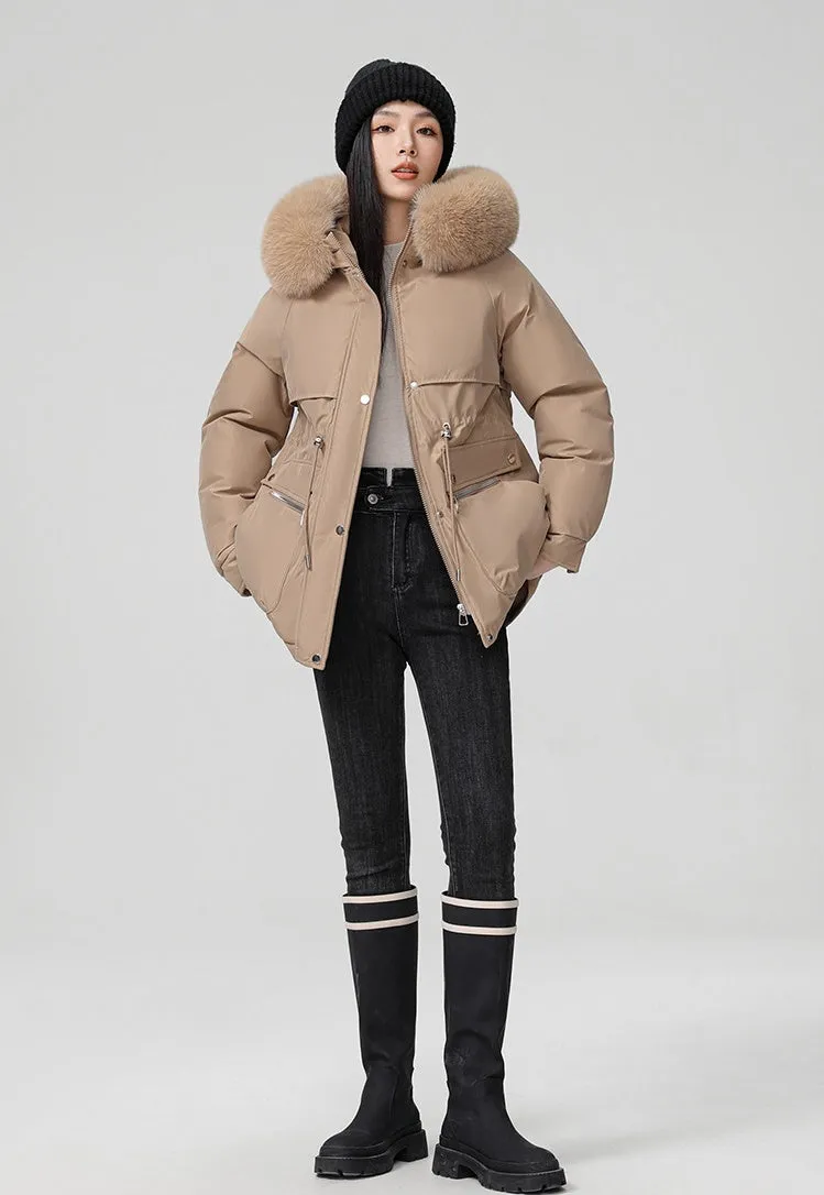 Water-resistant Hip-length Zip-up Parka for Women