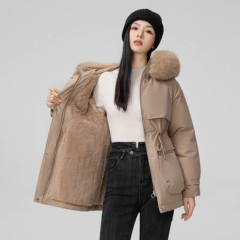 Water-resistant Hip-length Zip-up Parka for Women