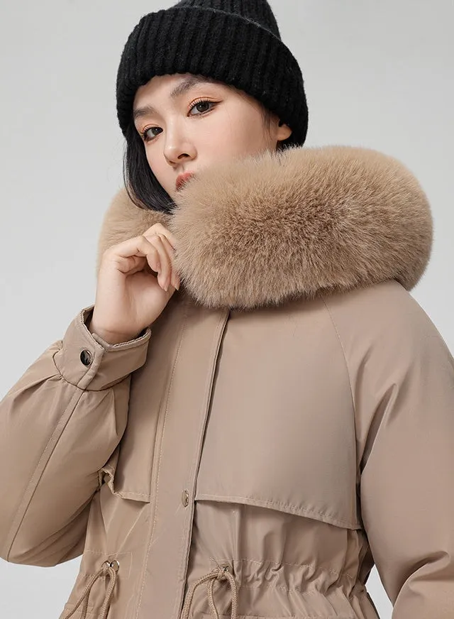 Water-resistant Hip-length Zip-up Parka for Women